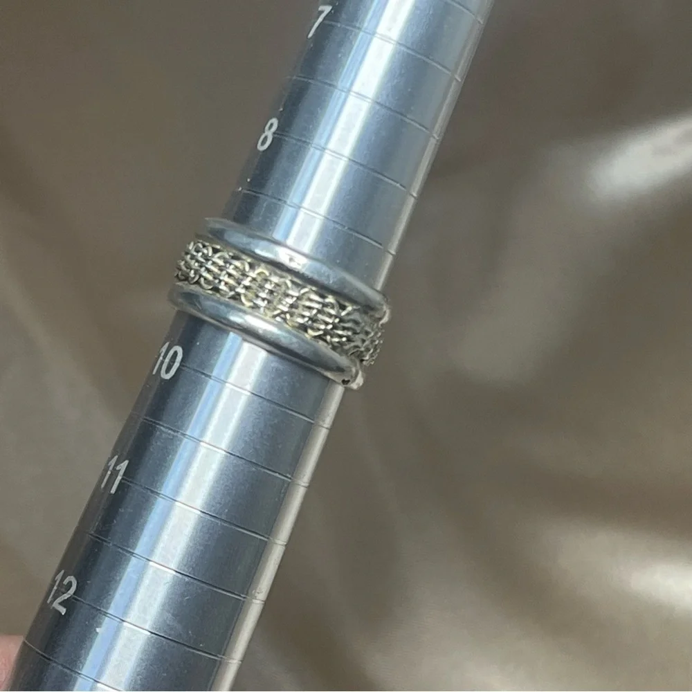 Vintage Sterling Silver 925 Mexico Basket‎ Weave Cage Modern Ring Band Size 9.25